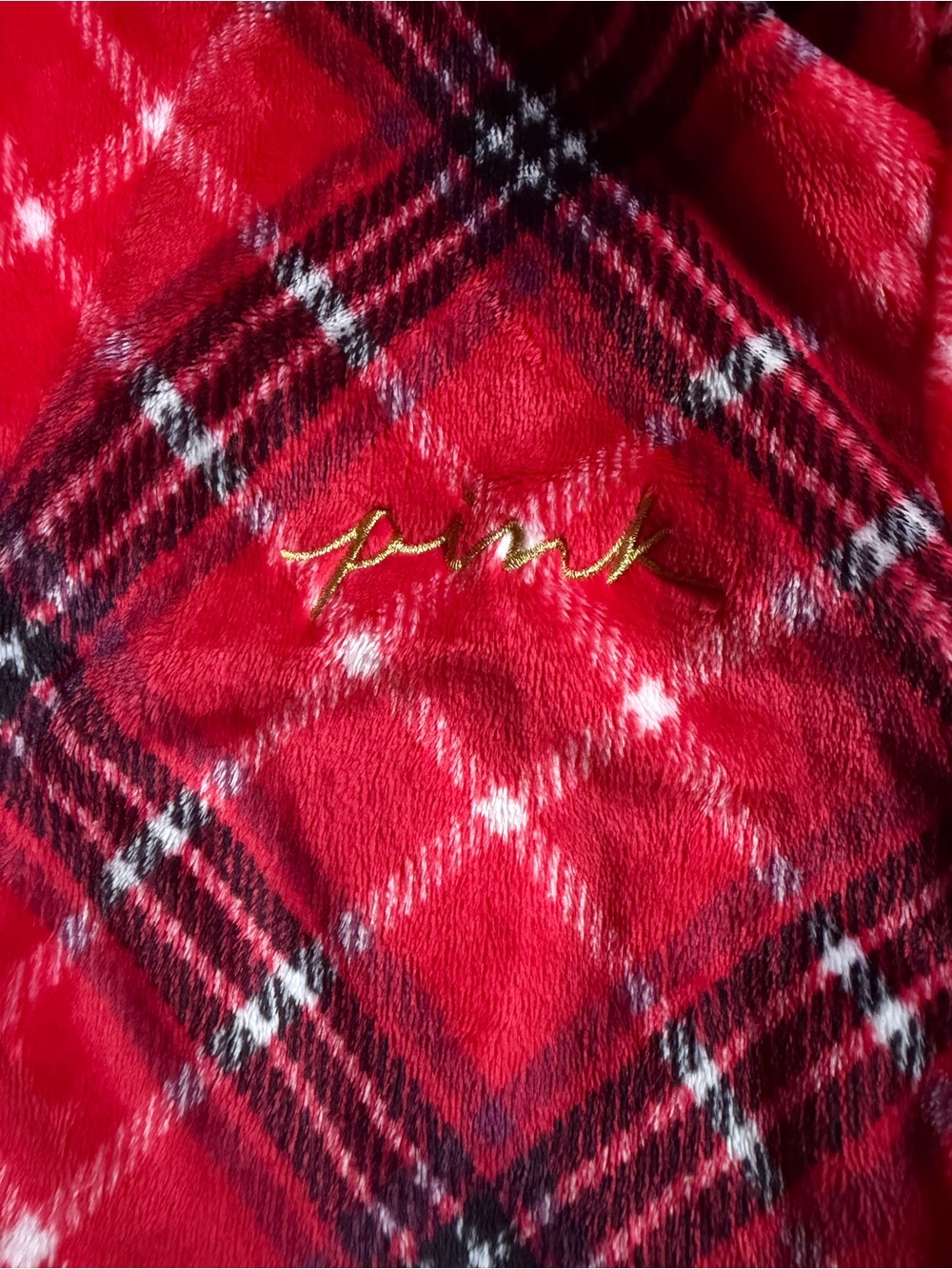 PINK Victoria's Secret Red Plaid Fleece Kids Robe - Picture 2 of 4